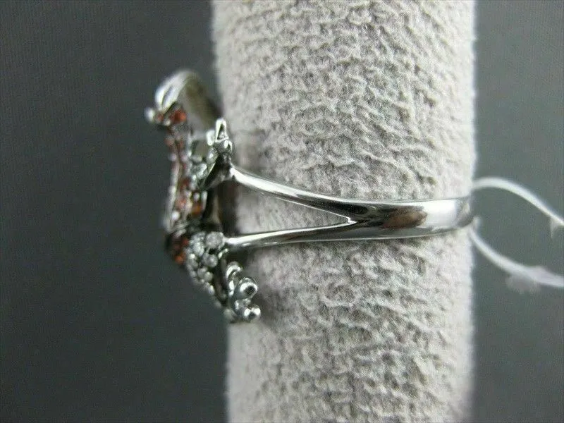ESTATE WIDE .84CTW EMERALD GARNET & DIAMOND 18KT WHITE GOLD FUN FROG RING