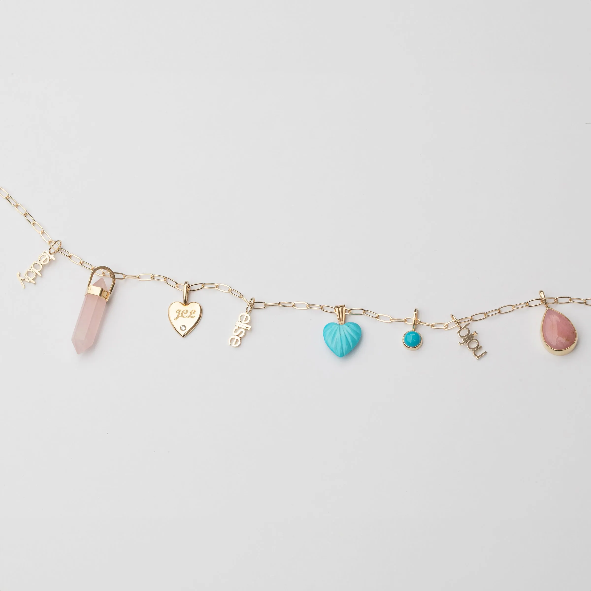 Etched Turquoise Heart Charm