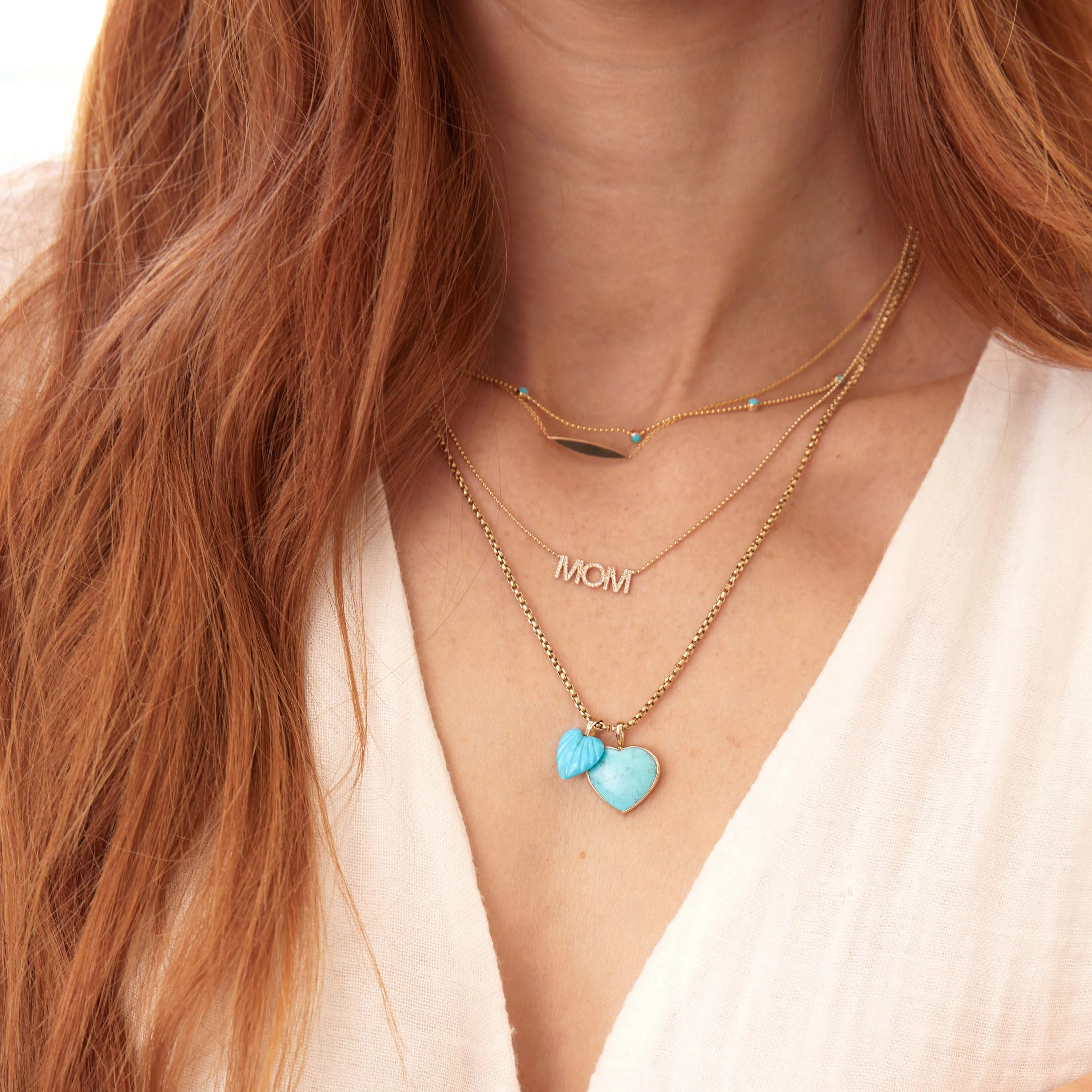 Etched Turquoise Heart Charm