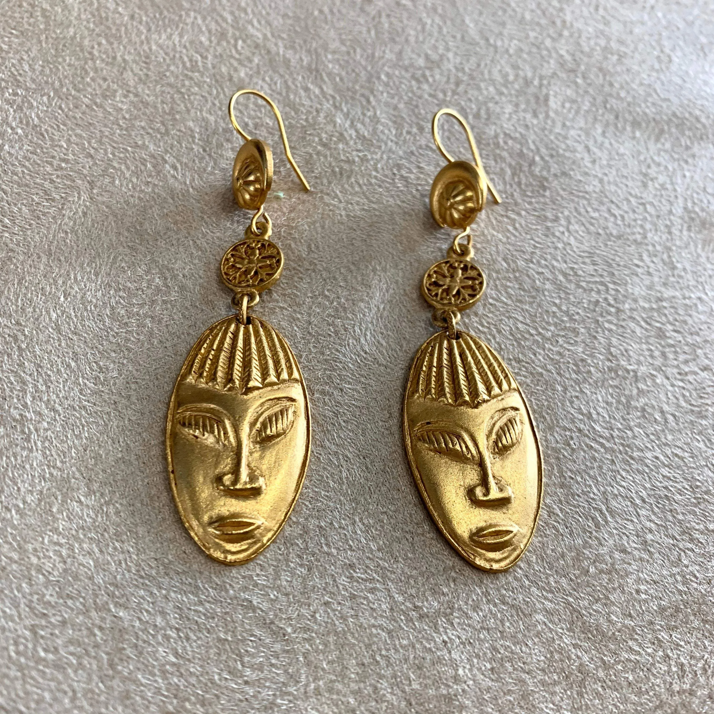 Face Earrings Askew London Gold Plated