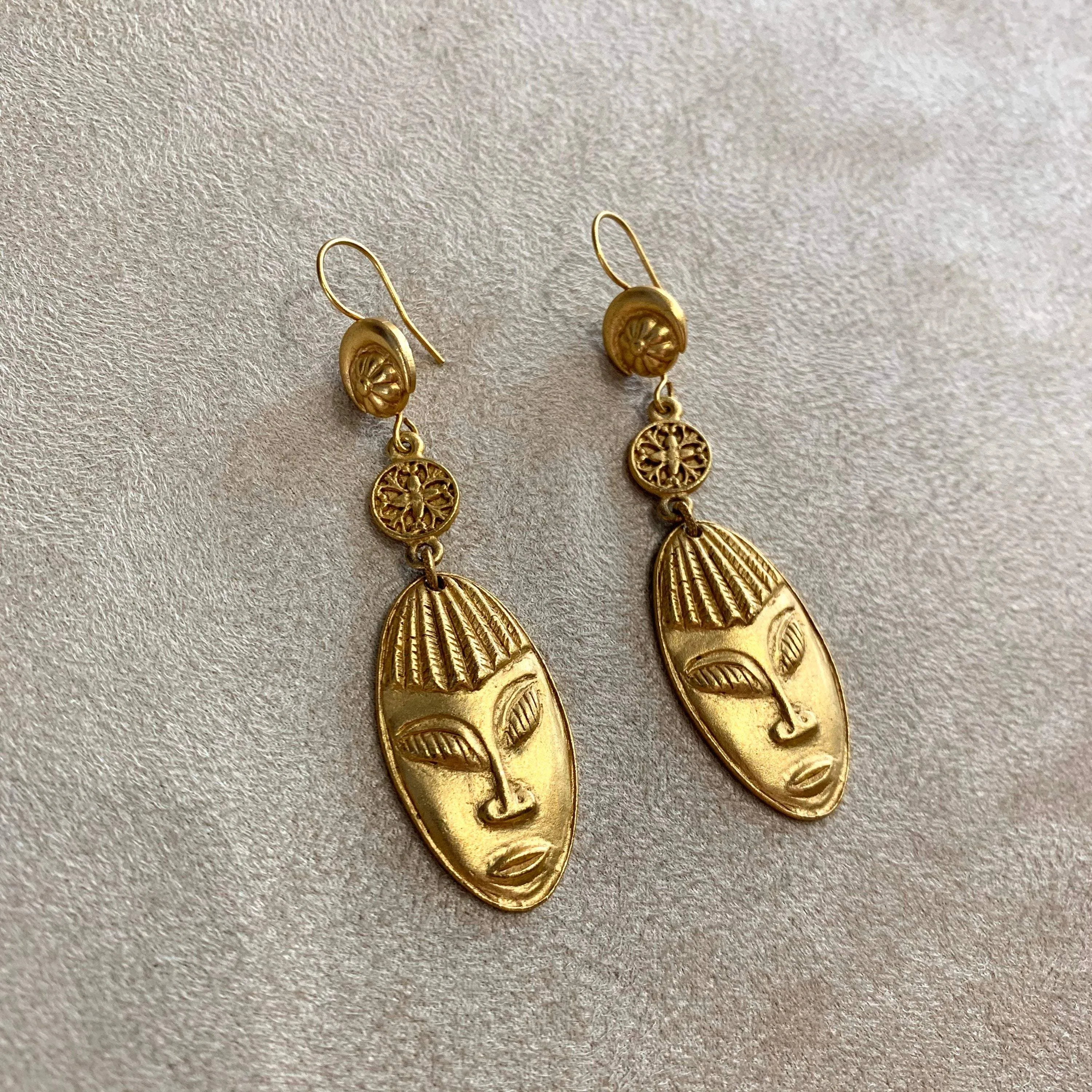 Face Earrings Askew London Gold Plated