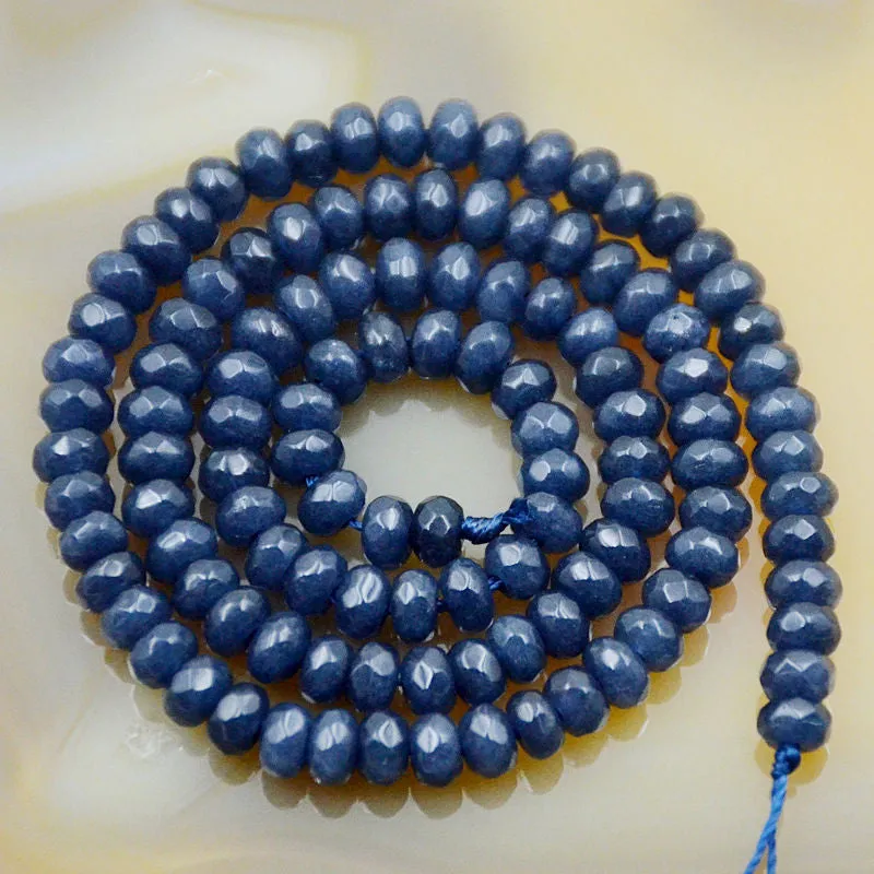 Faceted Natural Sapphire Jade Rondelle Gemstone Round Loose Beads on a 15.5" Strand