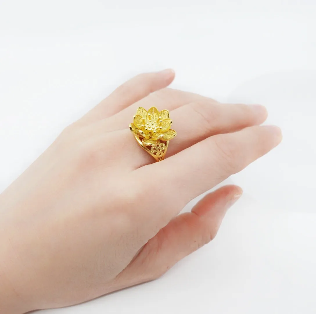 Filigree Lotus Ring Gold