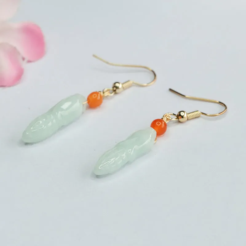 Fine Jade Fortune Earrings with Sterling Silver Hook