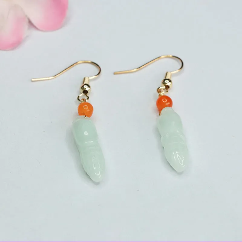 Fine Jade Fortune Earrings with Sterling Silver Hook