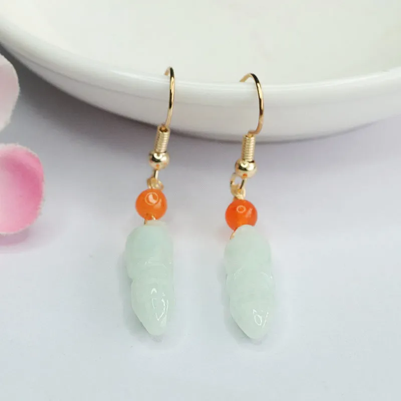 Fine Jade Fortune Earrings with Sterling Silver Hook