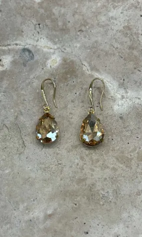 Fleur Light Amber Teardrop Hook Earrings