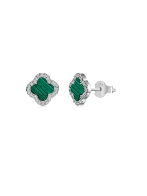 Flower Stud Earrings 925 Sterling Silver Hypoallergenic Waterproof Women's Clover Jewelry KESLEY