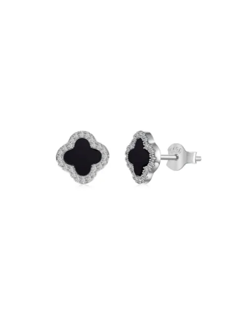 Flower Stud Earrings 925 Sterling Silver Hypoallergenic Waterproof Women's Clover Jewelry KESLEY