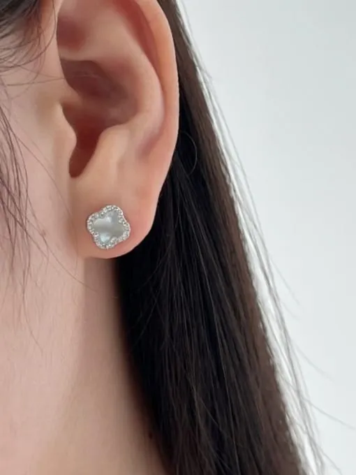 Flower Stud Earrings 925 Sterling Silver Hypoallergenic Waterproof Women's Clover Jewelry KESLEY
