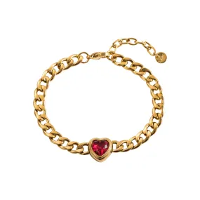 French Fashion 18K Stainless Steel Red Water Diamond Bracelet