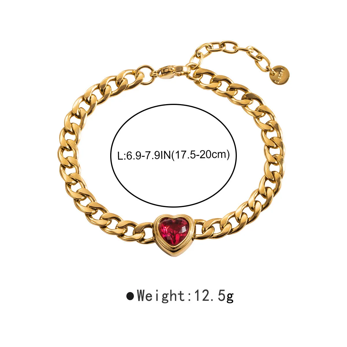 French Fashion 18K Stainless Steel Red Water Diamond Bracelet