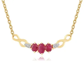 gelb 9 Karat Gold Rubin & diamant-halskette
