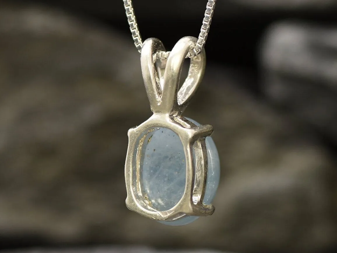Genuine Aquamarine Necklace - Dainty Blue Pendant - March Birthstone Necklace