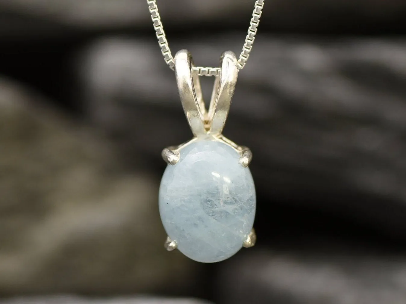 Genuine Aquamarine Necklace - Dainty Blue Pendant - March Birthstone Necklace