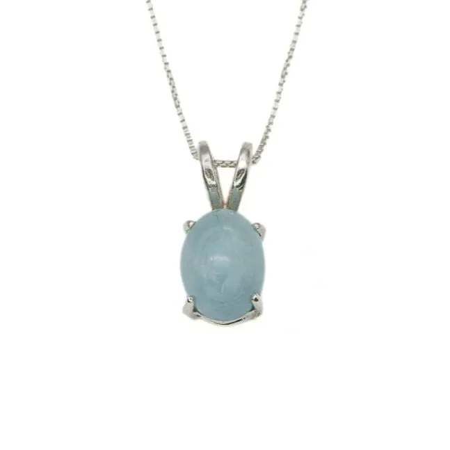 Genuine Aquamarine Necklace - Dainty Blue Pendant - March Birthstone Necklace