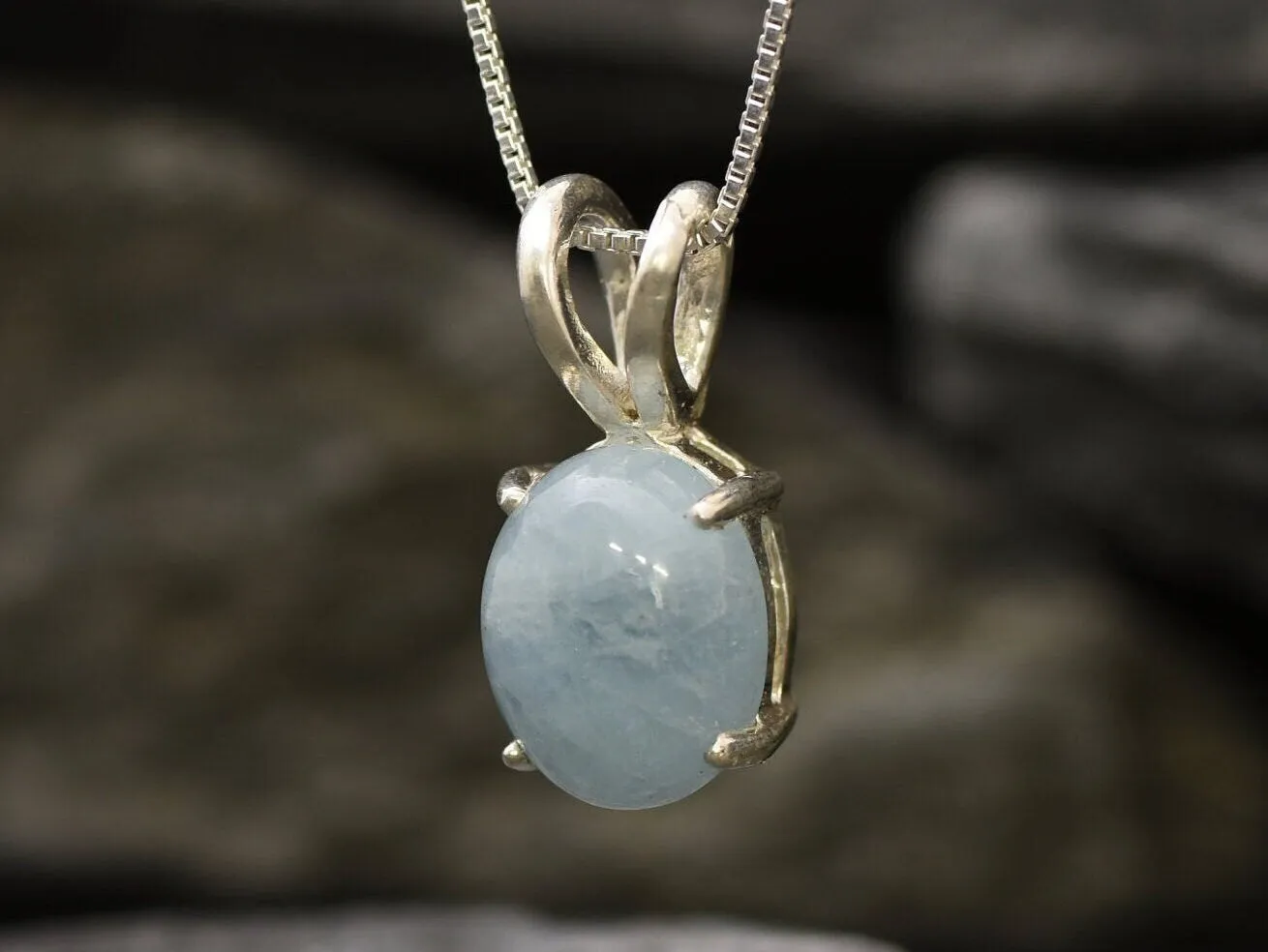 Genuine Aquamarine Necklace - Dainty Blue Pendant - March Birthstone Necklace