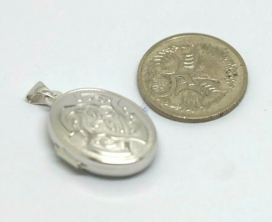 Genuine Sterling Silver 925 Oval Celtic Locket Pendant With 2 Photos