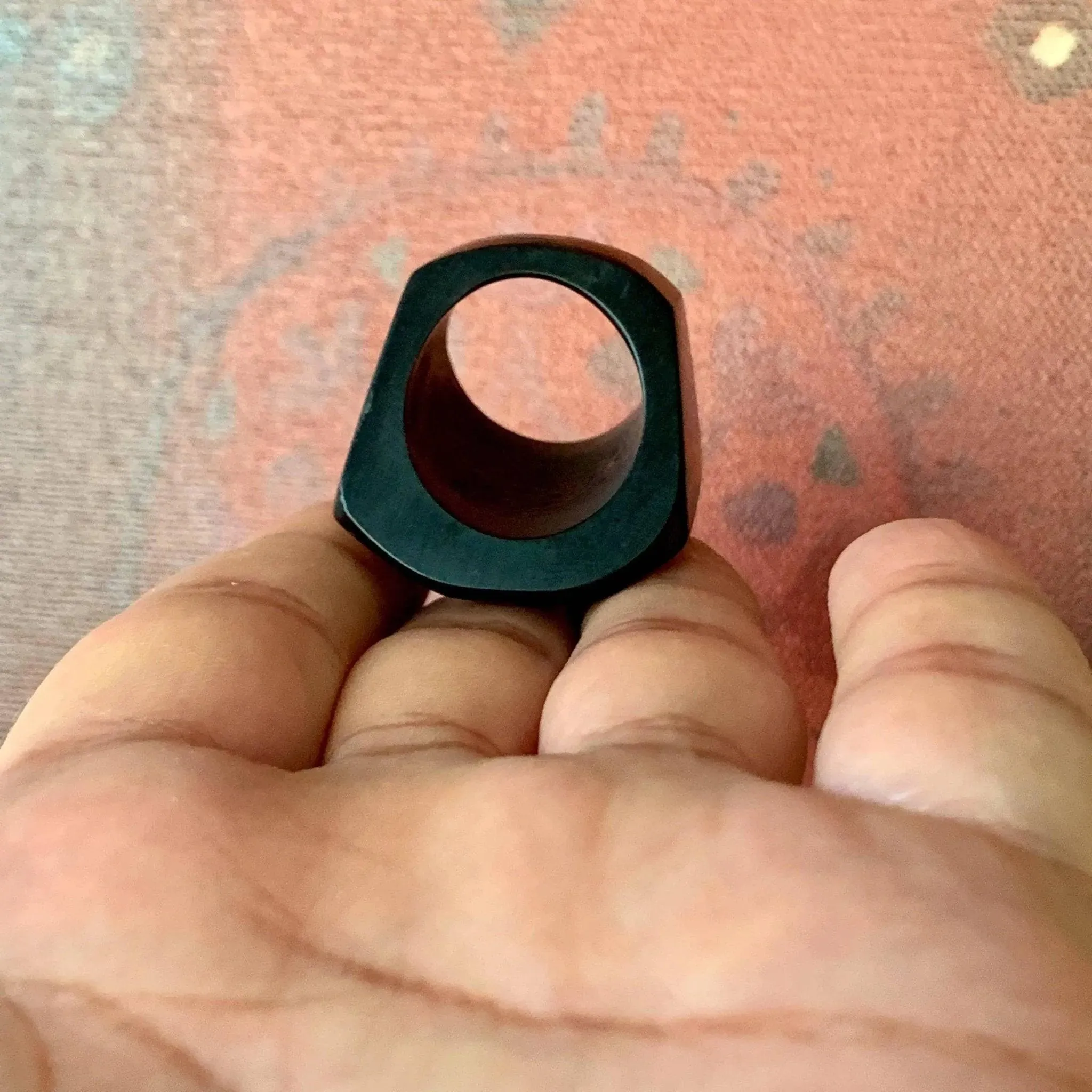 Geometric Black Pyramid Ring