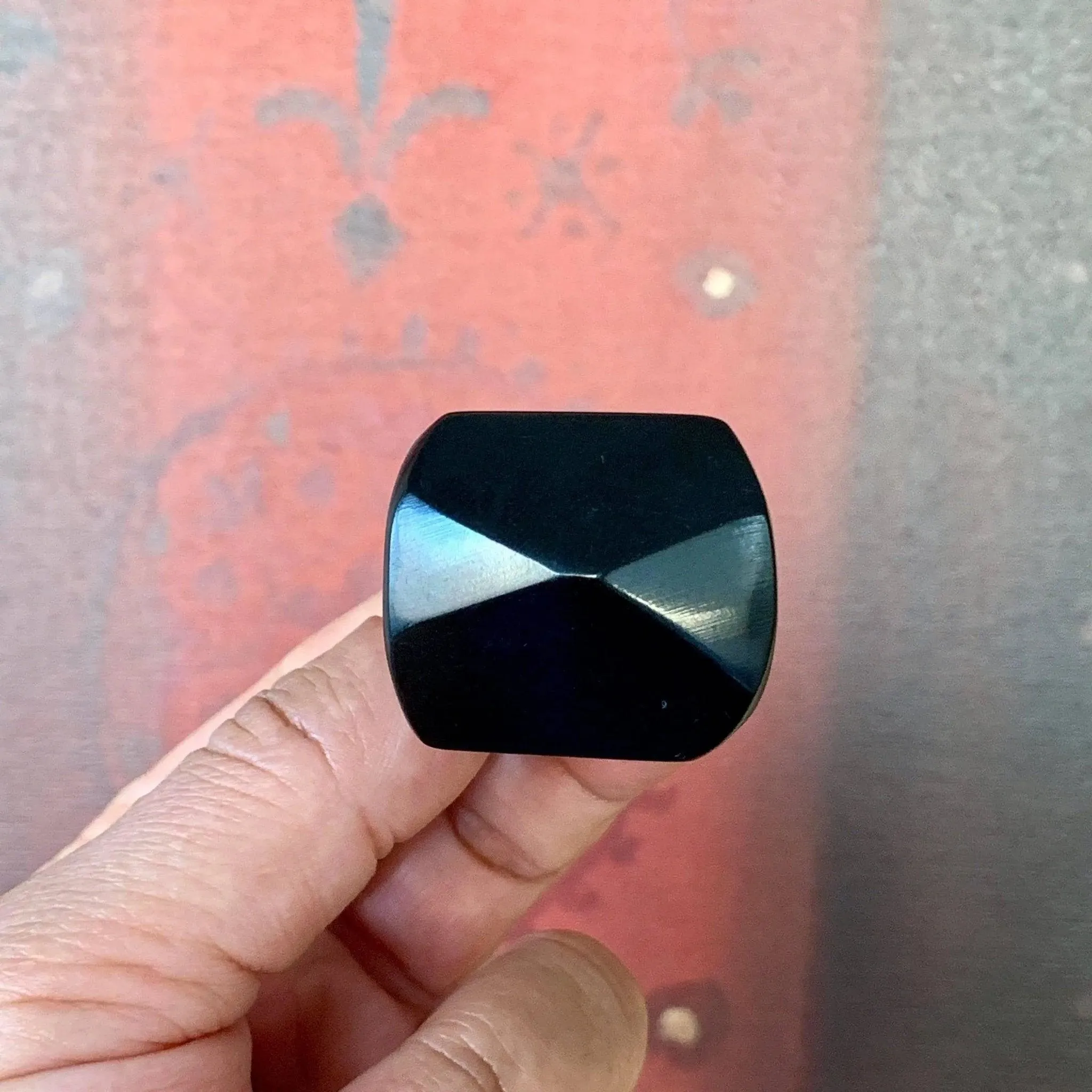 Geometric Black Pyramid Ring