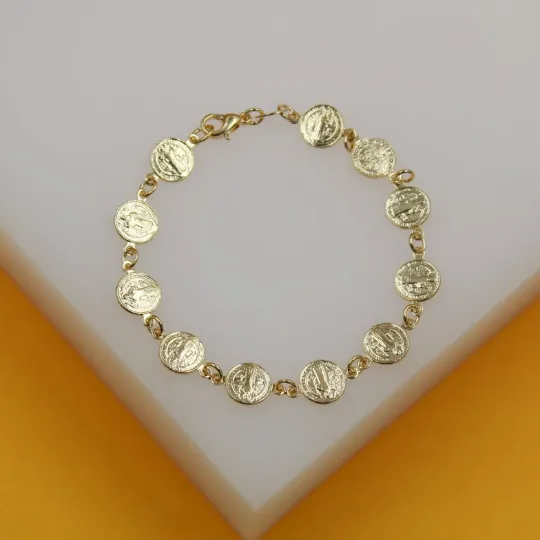 Gold & Rhodium Jesus Christ Charms Bracelet