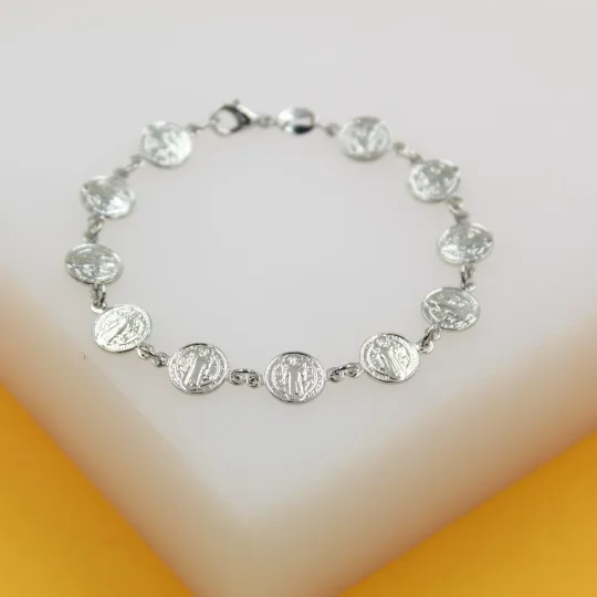 Gold & Rhodium Jesus Christ Charms Bracelet