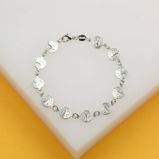 Gold & Rhodium Jesus Christ Charms Bracelet
