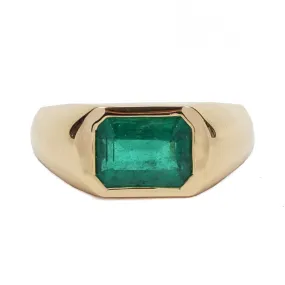 Gold Emerald Signet Ring