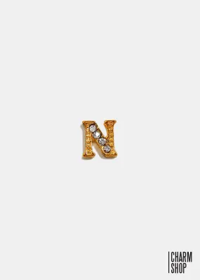 Gold Letter N Locket Charm