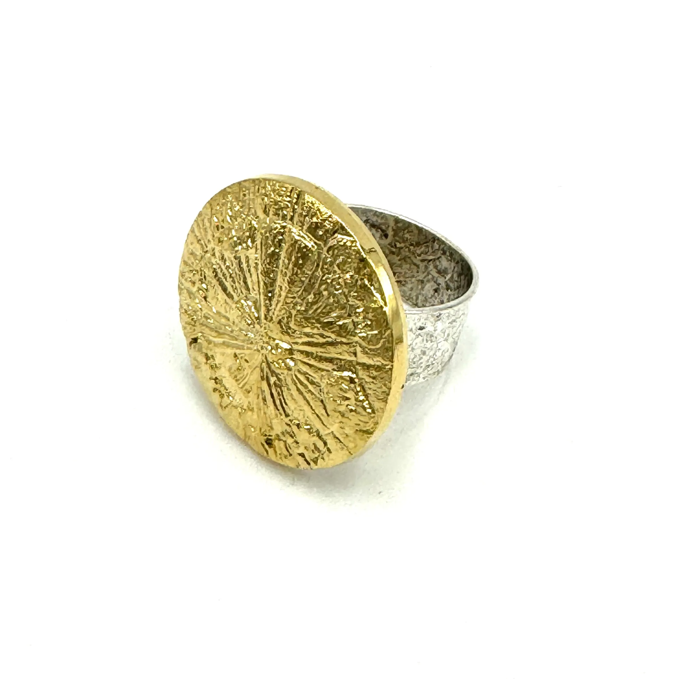 Gold Radiant "Fossil" Cocktail Ring