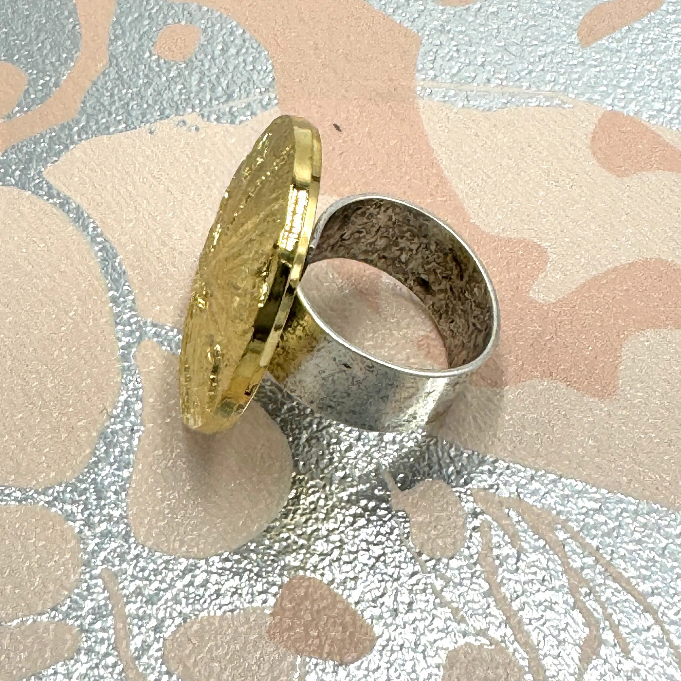 Gold Radiant "Fossil" Cocktail Ring