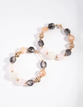 Gold Small Beaded Disc Earrings
