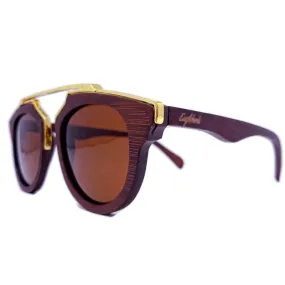 Golden Trim Cherry Wood Polarized Sunglasses
