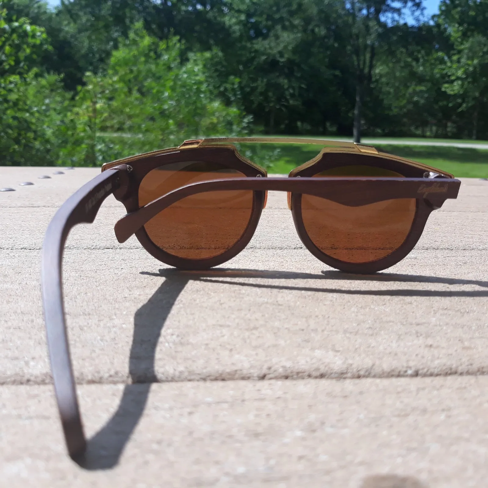 Golden Trim Cherry Wood Polarized Sunglasses