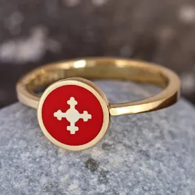 Hand-Painted Red 18k Gold-Plated Marash Cocktail Ring - Marash Passion | NOVICA