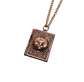 Handmade Copper Cat Book Locket Necklace