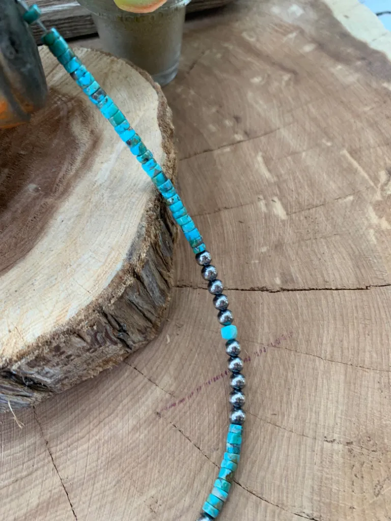 Handmade Sterling Silver Pearl & Heishi Choker Necklace