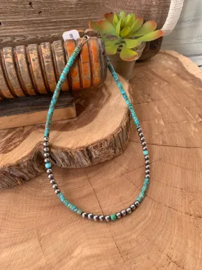 Handmade Sterling Silver Pearl & Heishi Choker Necklace