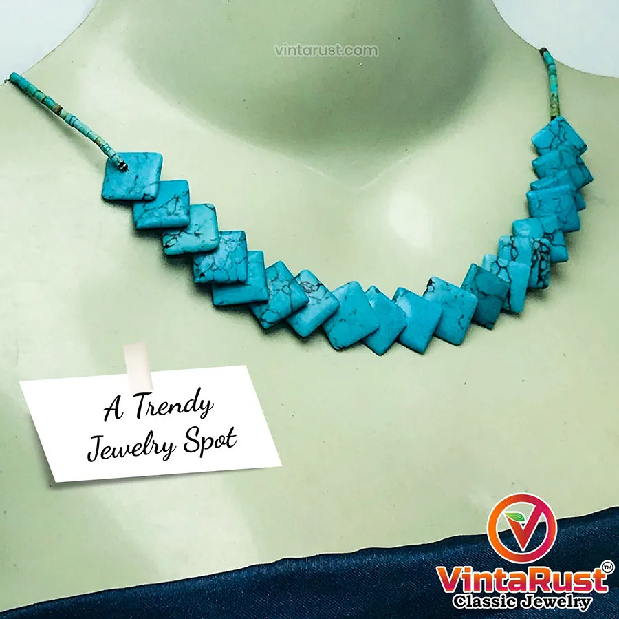 Handmade Turquoise Stone Beaded Necklace