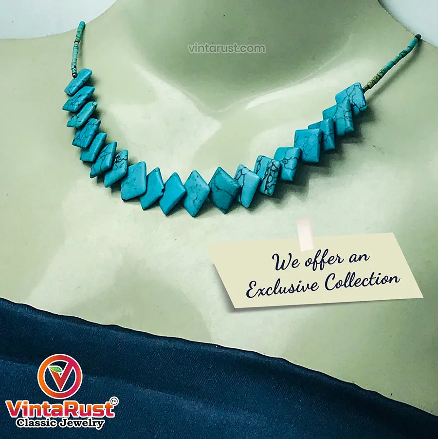Handmade Turquoise Stone Beaded Necklace