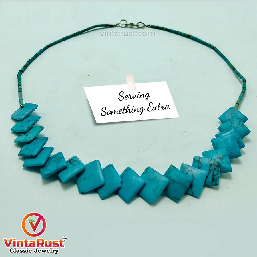 Handmade Turquoise Stone Beaded Necklace