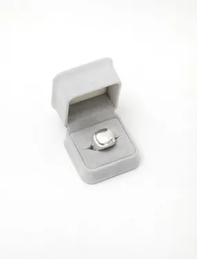 Heavy Cushion Signet Ring Hammered Silver