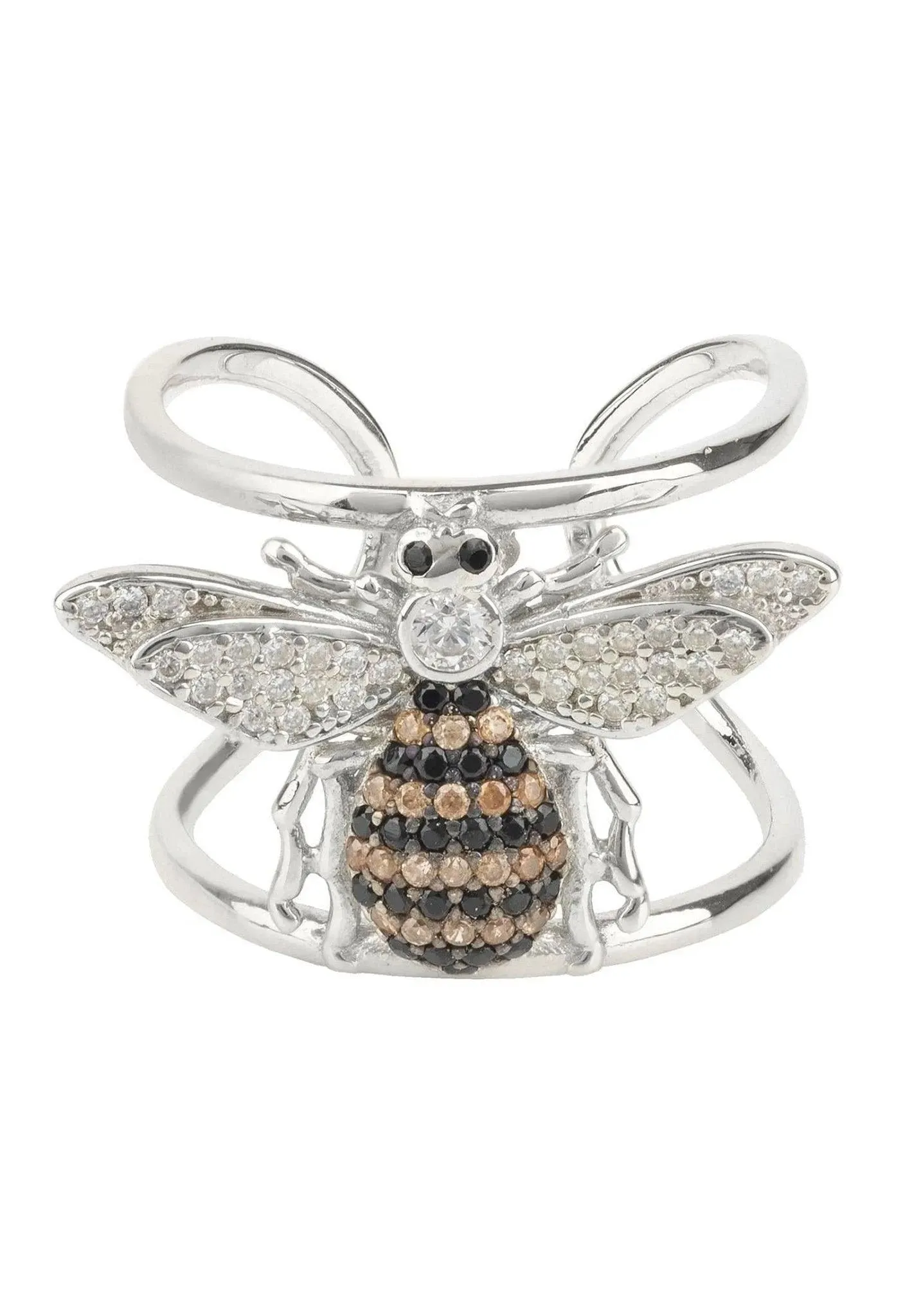 Honey Bee Cocktail Ring Adjustable, Sterling Silver