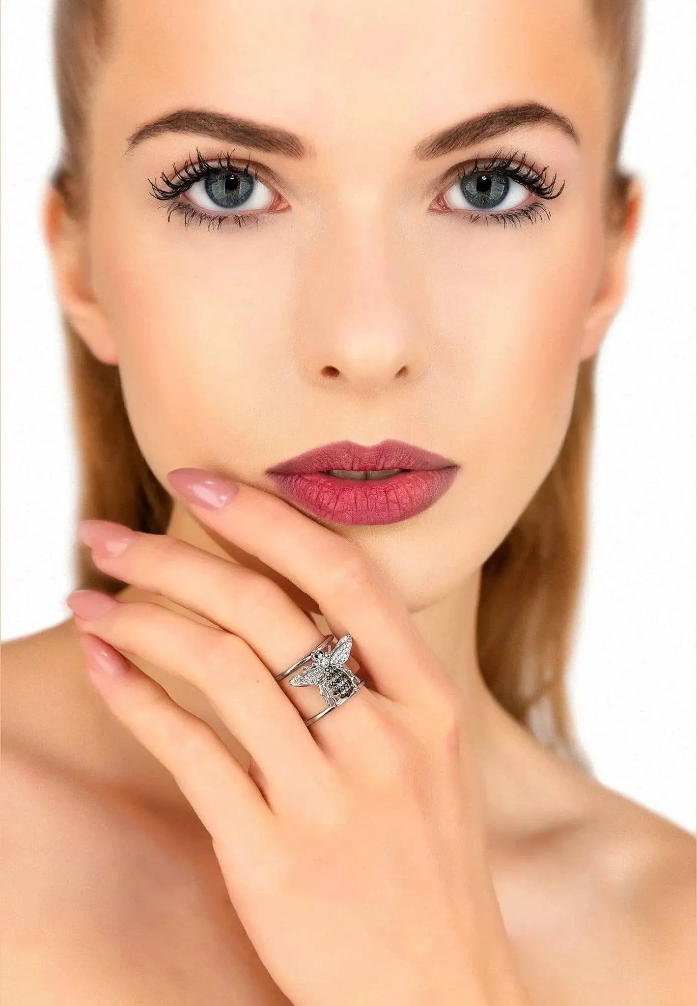 Honey Bee Cocktail Ring Adjustable, Sterling Silver