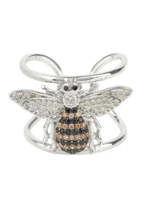 Honey Bee Cocktail Ring Adjustable, Sterling Silver