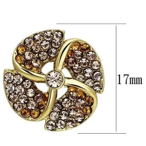 IP Gold(Ion Plating) Stainless Steel Earrings with Top Grade Crystal in Multi Color for Women Multi Color Stone Color Style TK1040