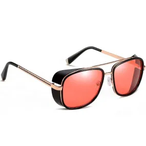 Iron Man 3 Tony Stark Inspired Branded Aviator Steampunk Retro Vintage Fashion Sunglasses For Men & Women (Black-Red)