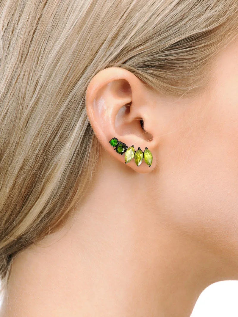 Isadora Earrings With Peridot, Tourmaline and Tsavorite Garnet Gemstones In 18K Yellow Gold