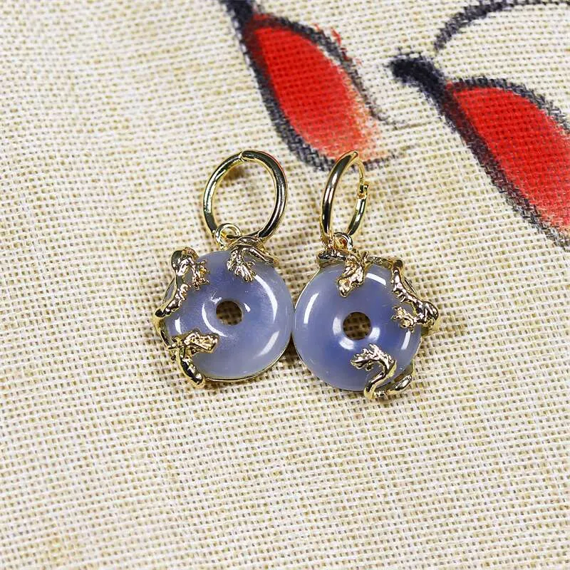 Jade Stone Donut Luxury Earrings