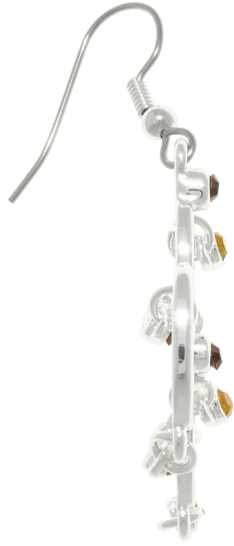 Jewelry Trends Silver Plated Pewter Chandelier Dangle Earrings with Earth Tone Glass Rhinestones